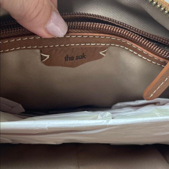 The Sak Brown Tobacco Floral Emboss Luca Leather Bag - Picture 7 of 14